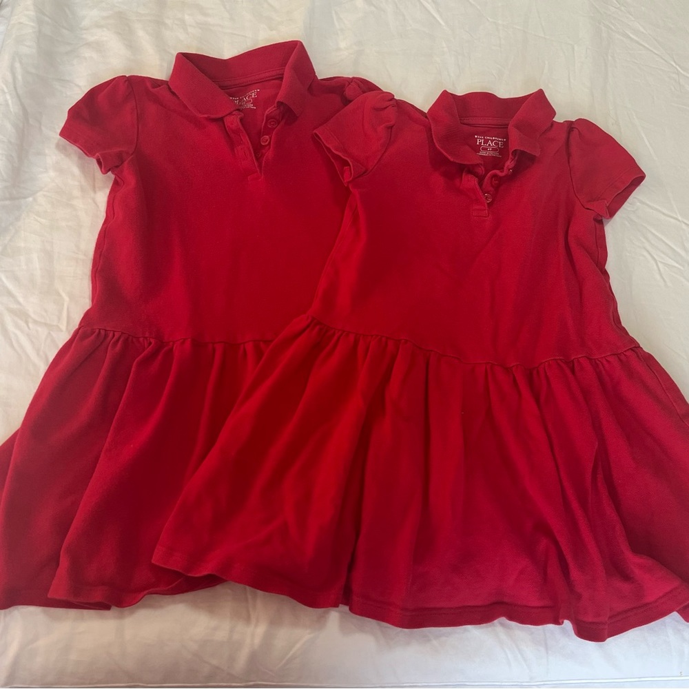 2 red collared uniform dresses ❤️